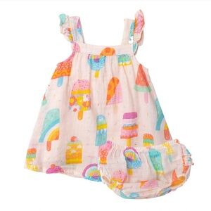 Angel Dear Ice Cream Print Dress Set - Multicolor